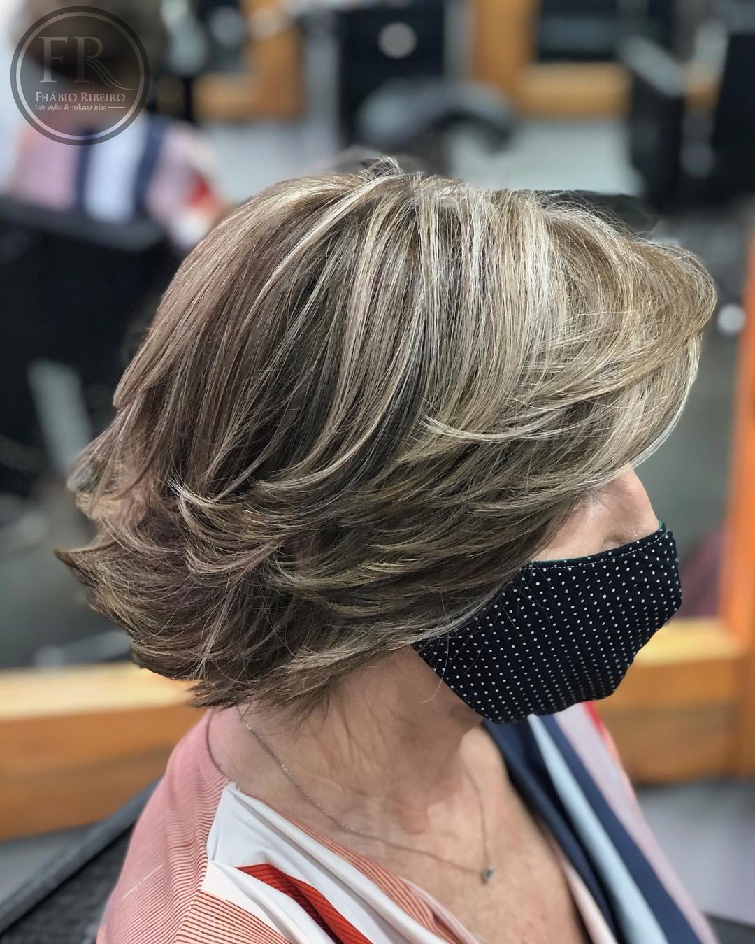 short feathered cut for older women