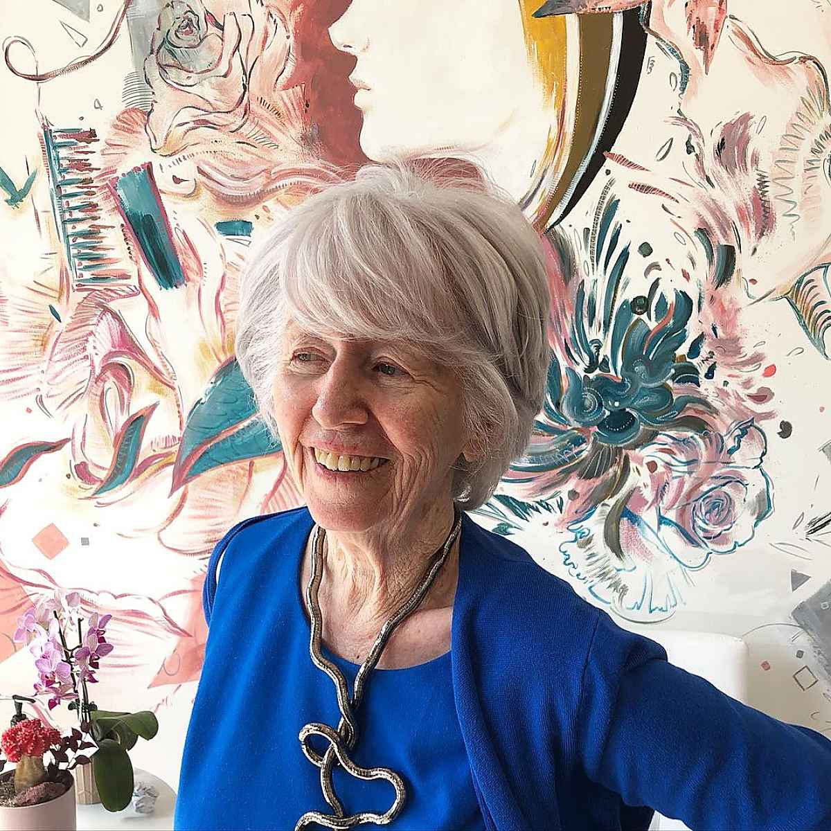 short hair with side swept bangs for seventy year olds
