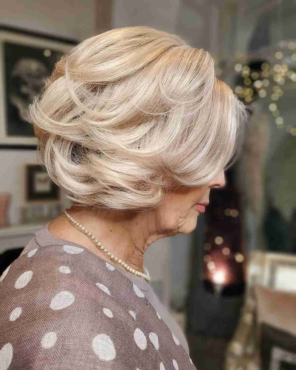 short length feathered hair for a lady in her 70s