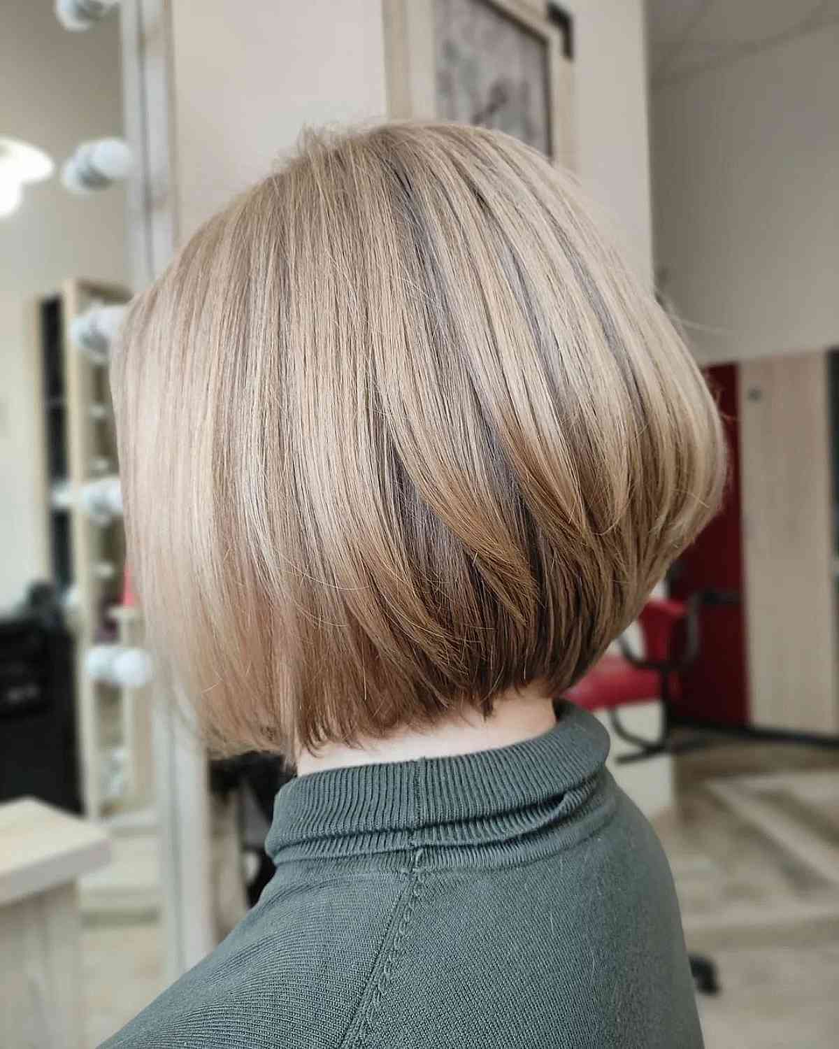 short neck length a line bob for thick hair