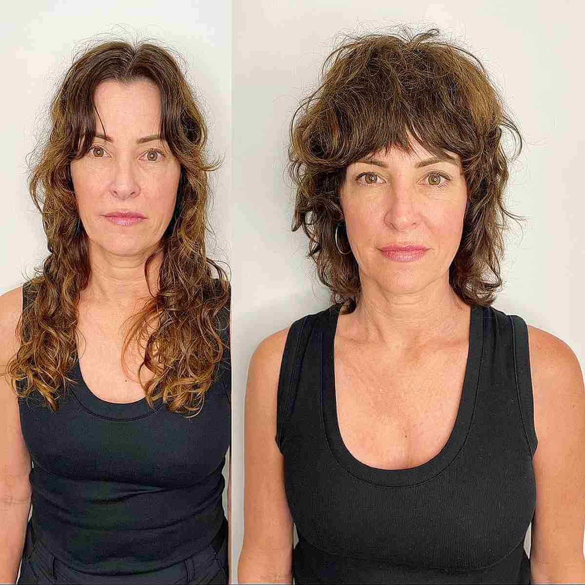 short shag with choppy bangs for ladies over fifty with fine hair