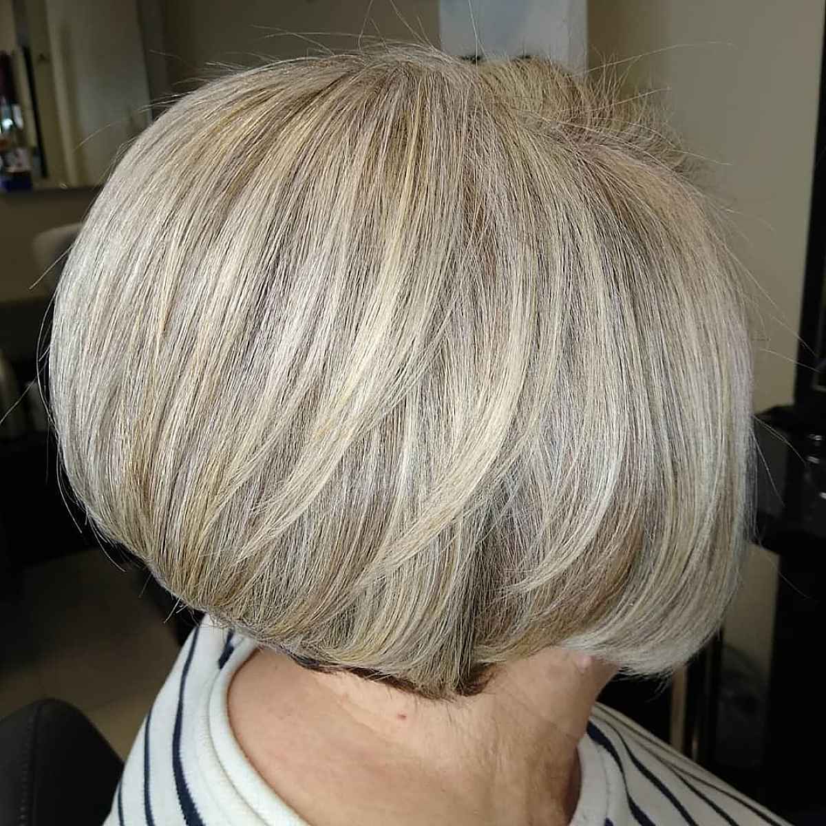 short stacked bob for ladies past sixty