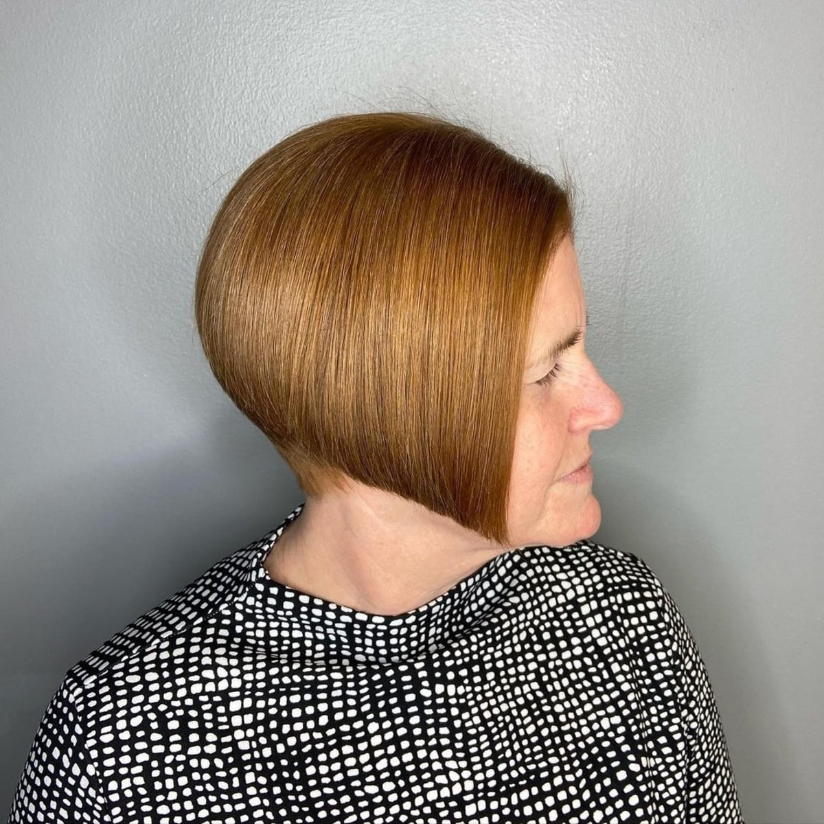 short textured inverted bob for older women