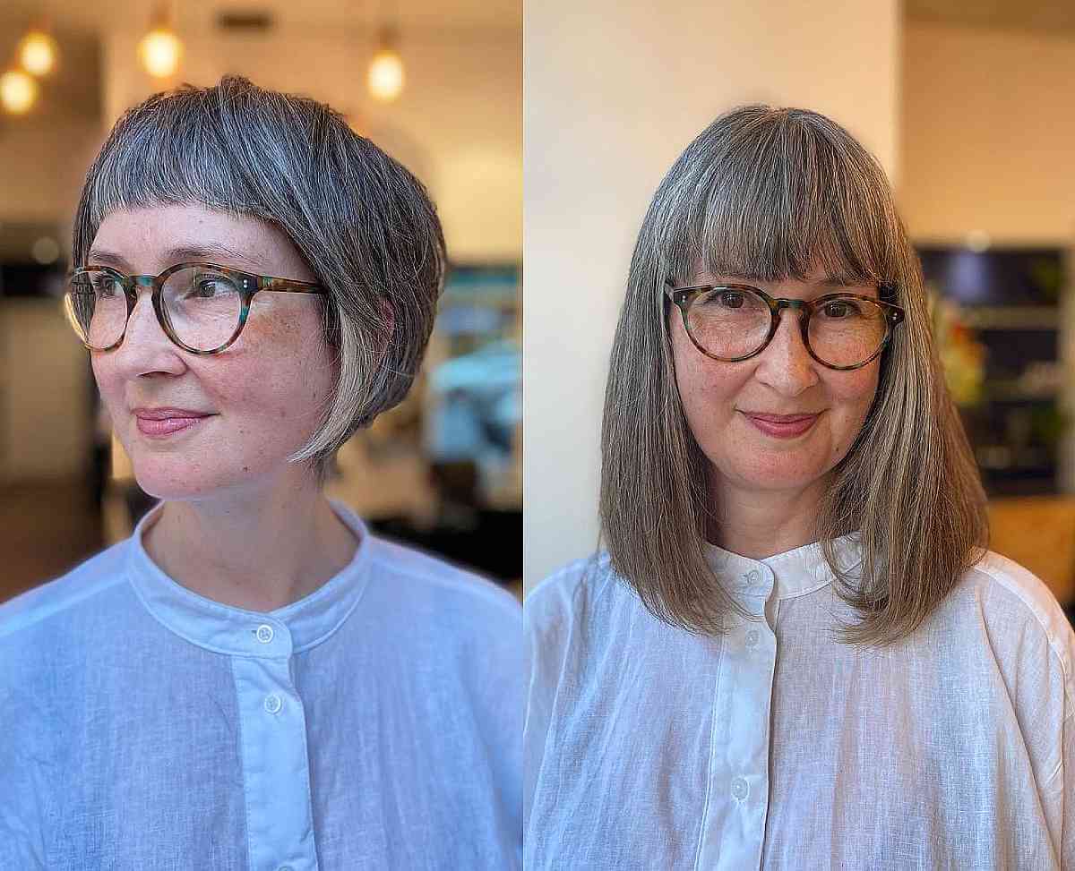 shorter ear length blunt cut for ladies over fifty