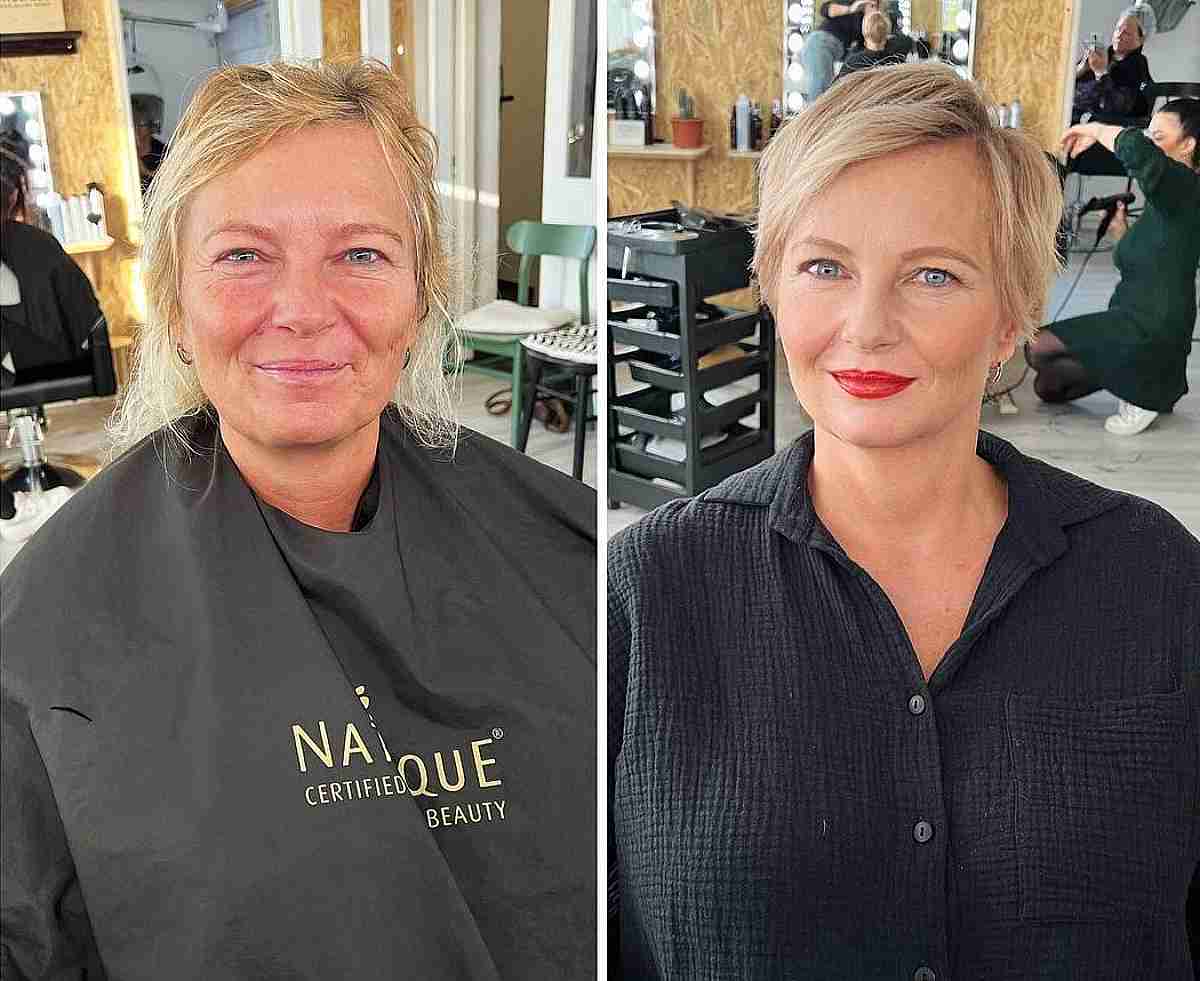 side part wispy pixie with layered bangs for ladies in their 50s