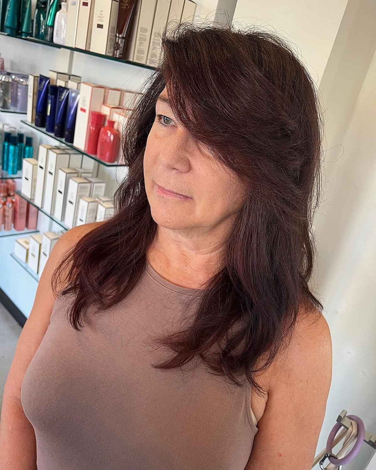 side swept bangs for ladies in their 60s