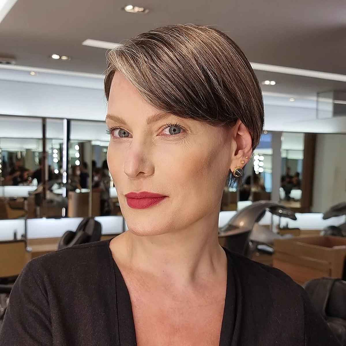 side swept pixie for mature women