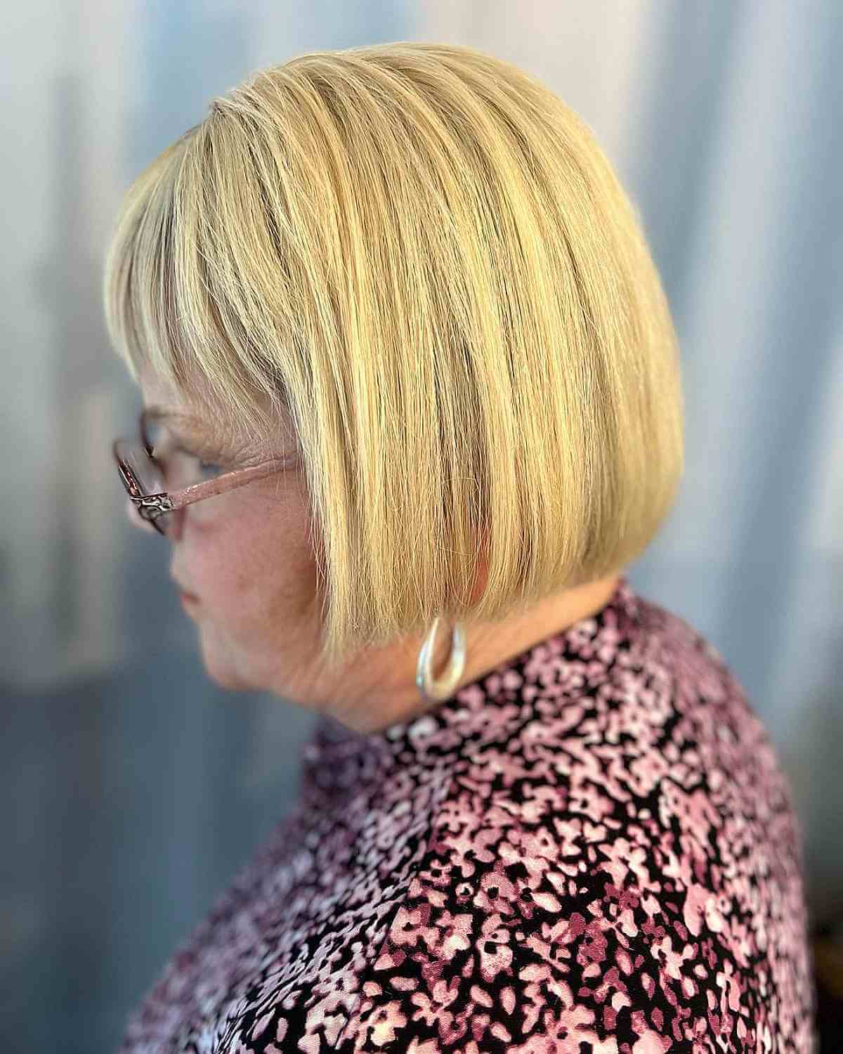 sleek bob with fringe for 60 year old women