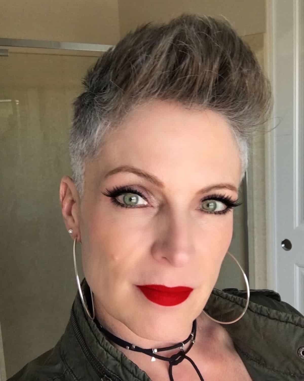 spikey layered pixie for 50 year old women