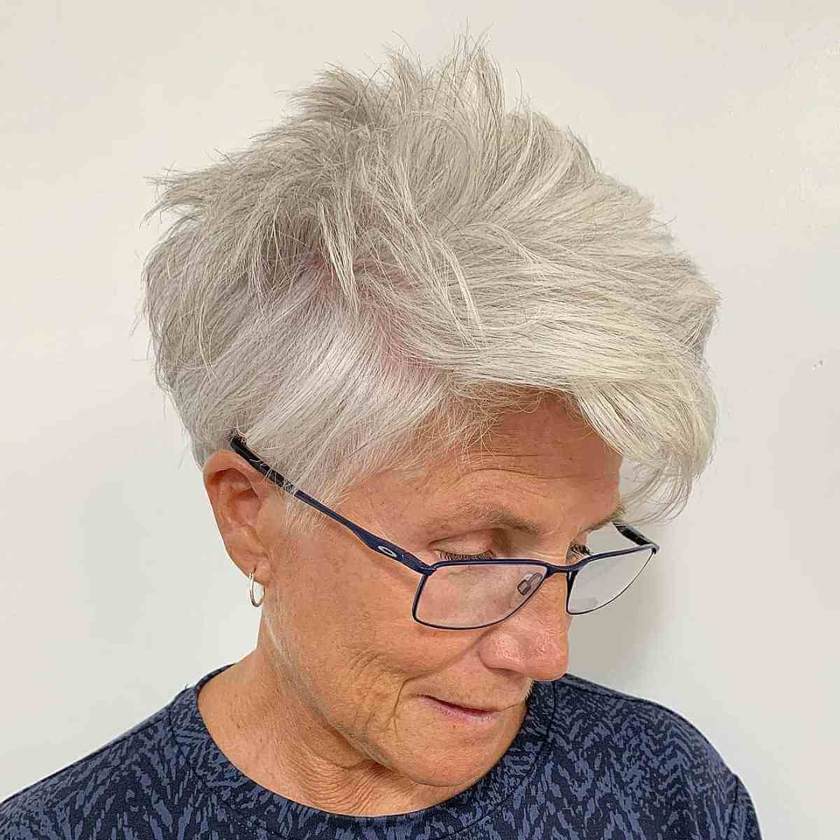 spiky long pixie on thinning hair for 70 year old ladies