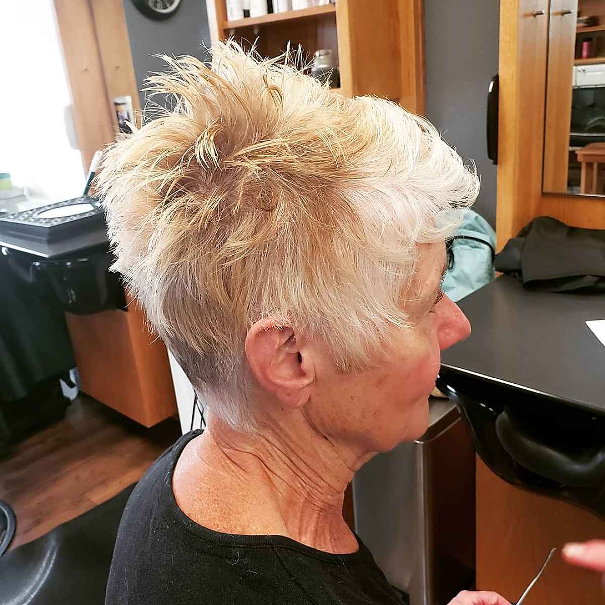 spiky pixie cut for older women passed 60