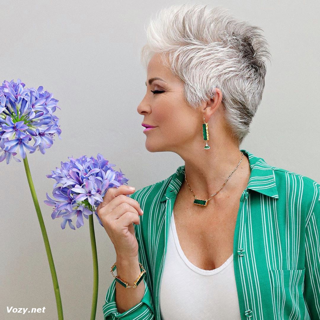 spiky pixie haircut for older women