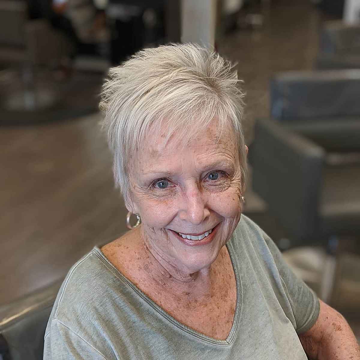spiky pixie with wispy bangs for edgy women over 60