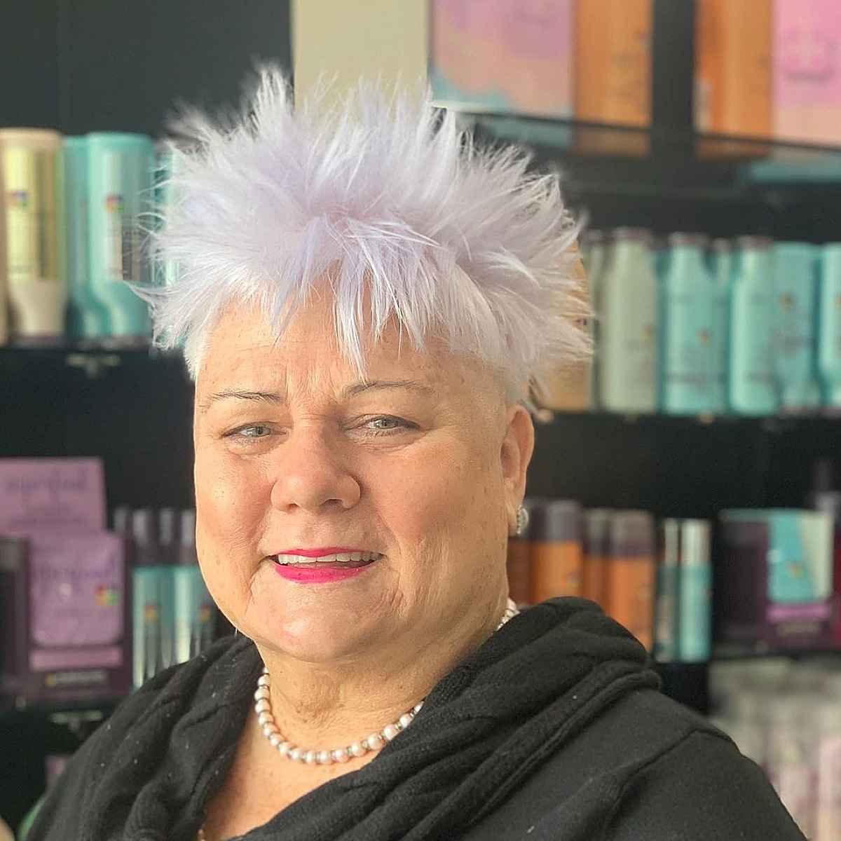 spiky short pixie cut with bangs for older ladies over sixty