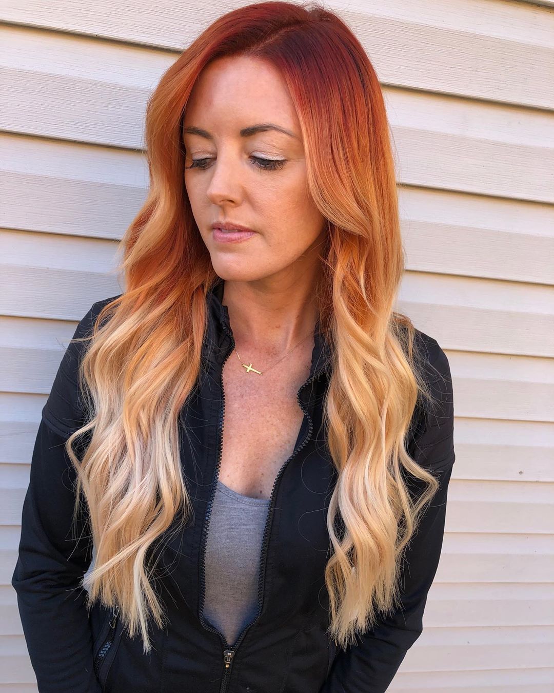 strawberry blonde to white ombre