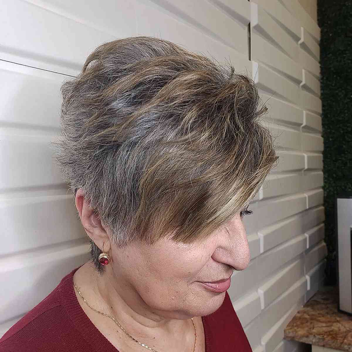 tapered asymmetrical pixie crop for 70 year olds