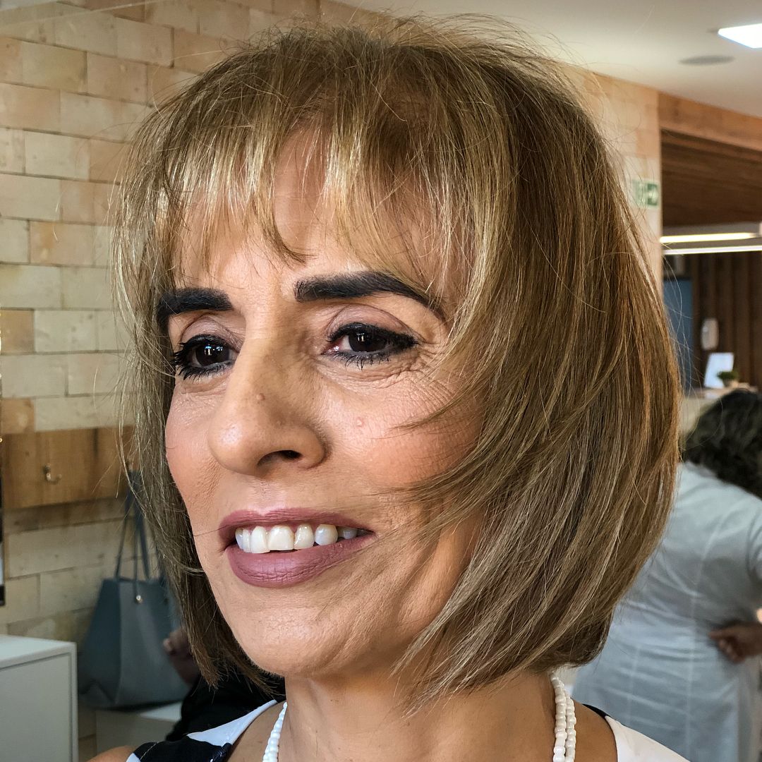 textured choppy bob haircut for older woman