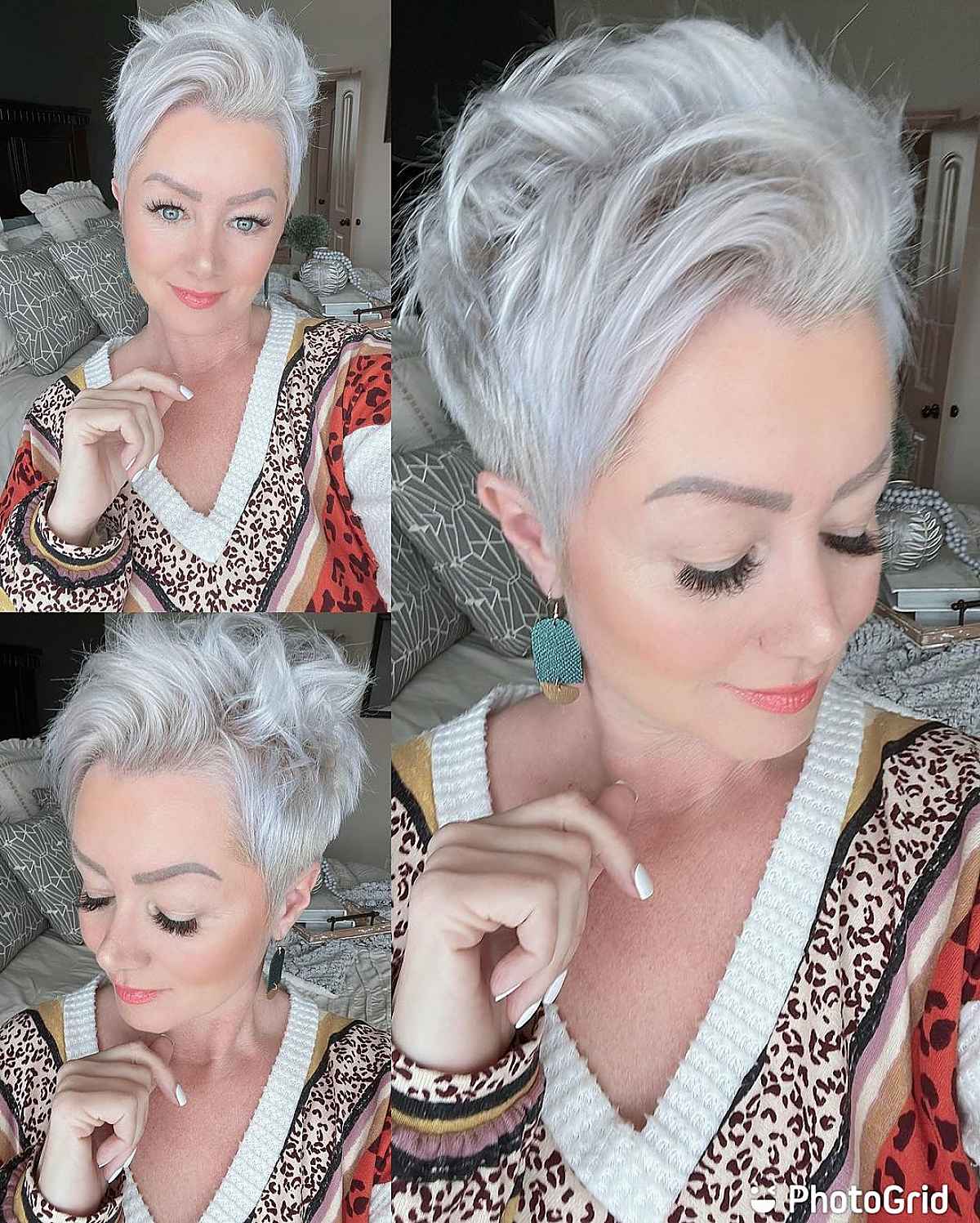 textured pixie hairstyle on ladies 40 and up