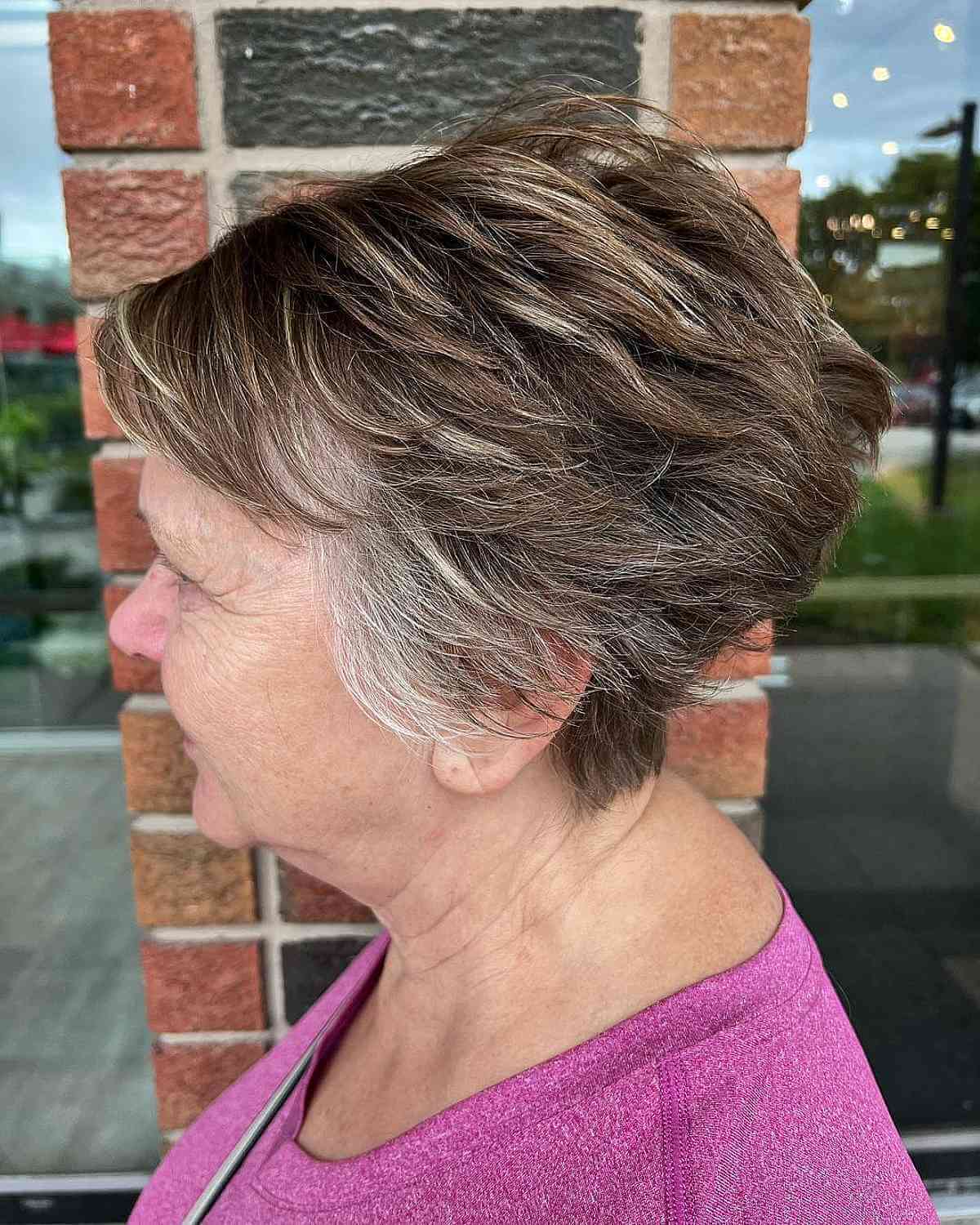textured wedge choppy pixie for women in their 70s