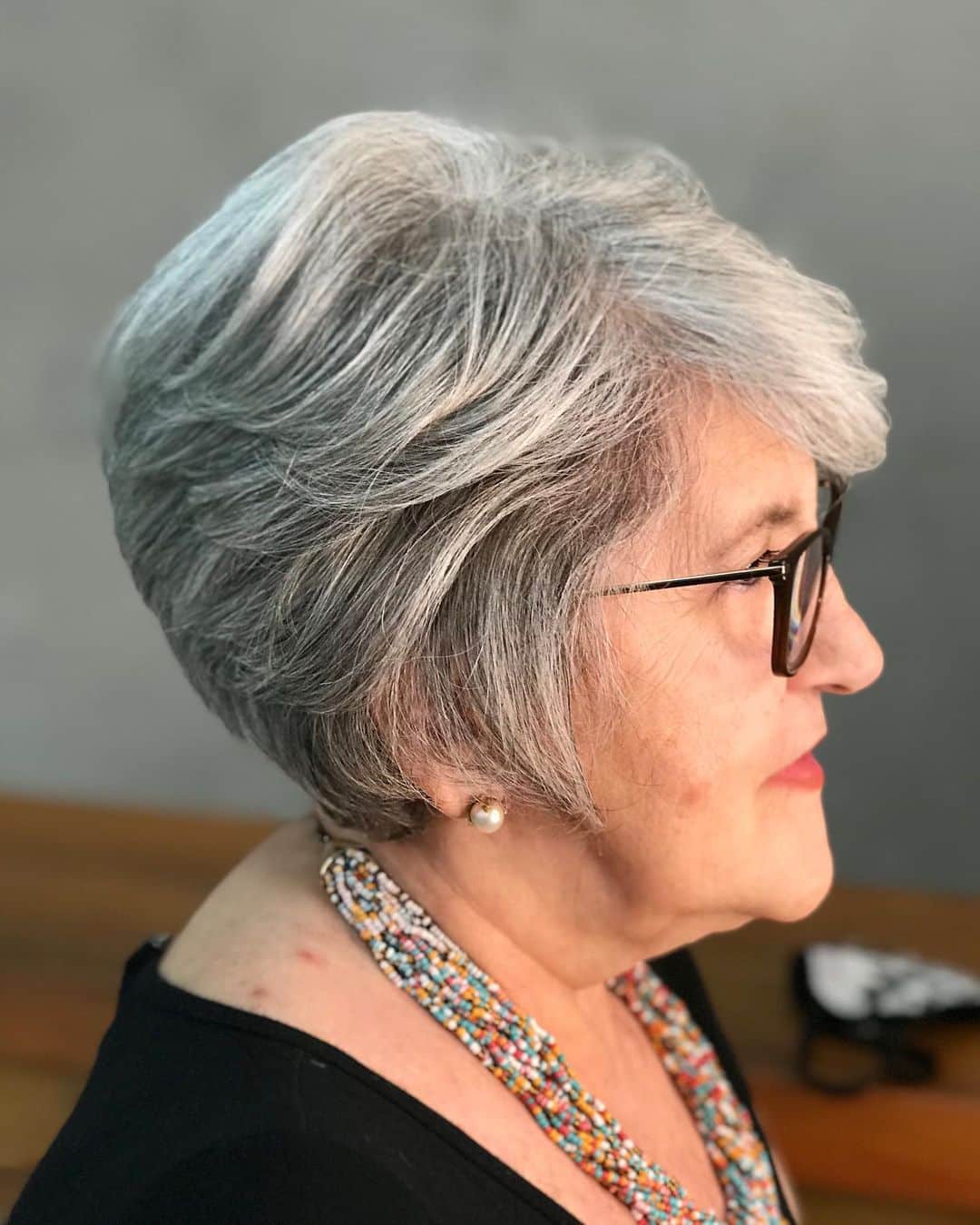the long pixie cut for an older woman