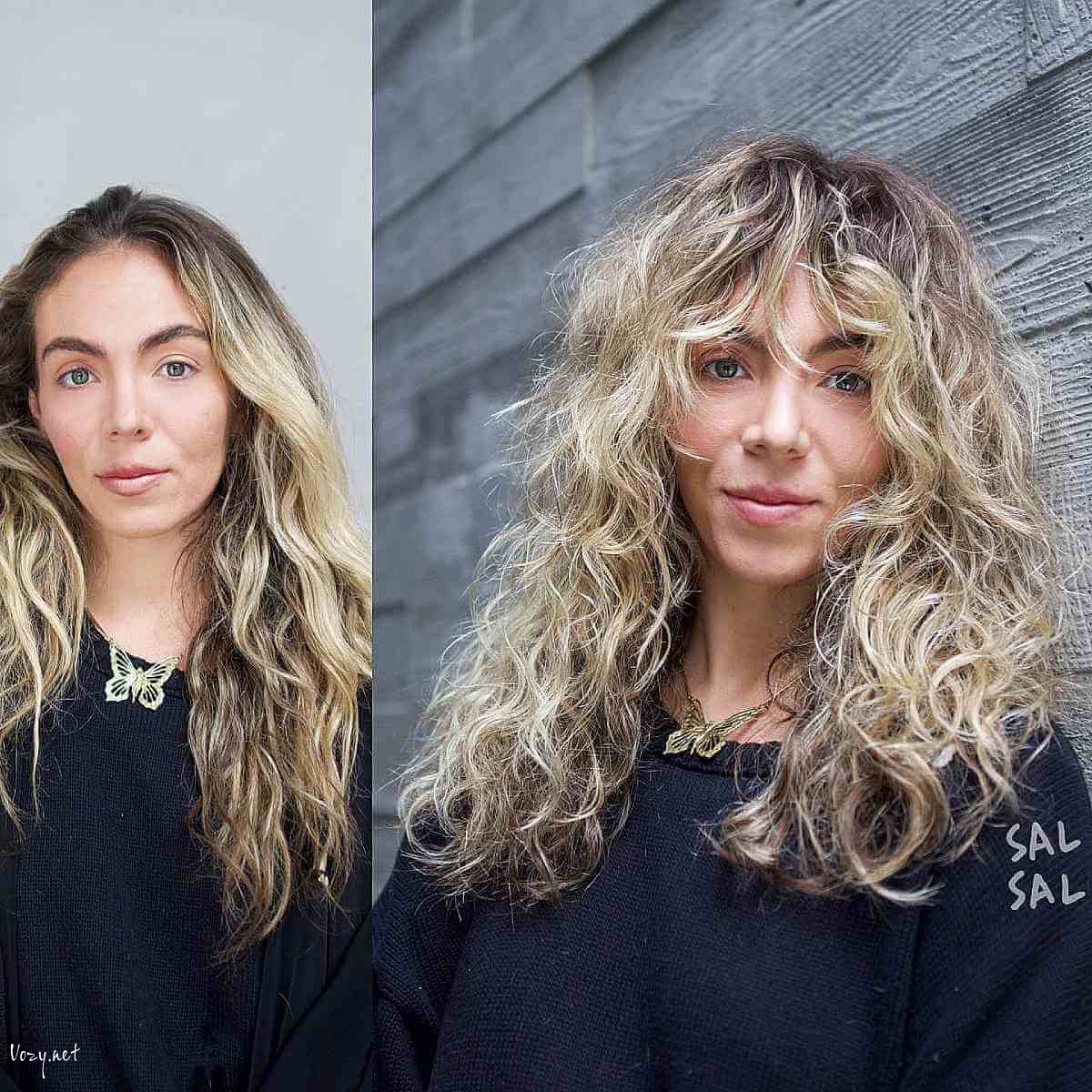 thick medium length shaggy curls