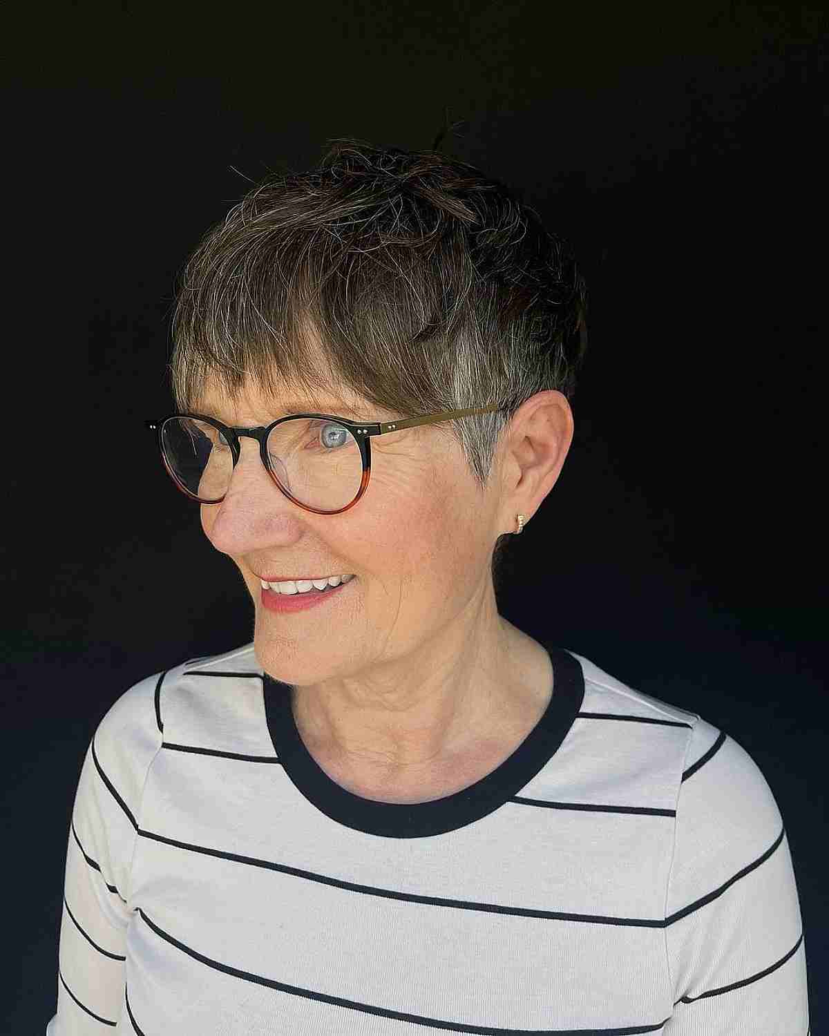 thin pixie for women over 70 with glasses