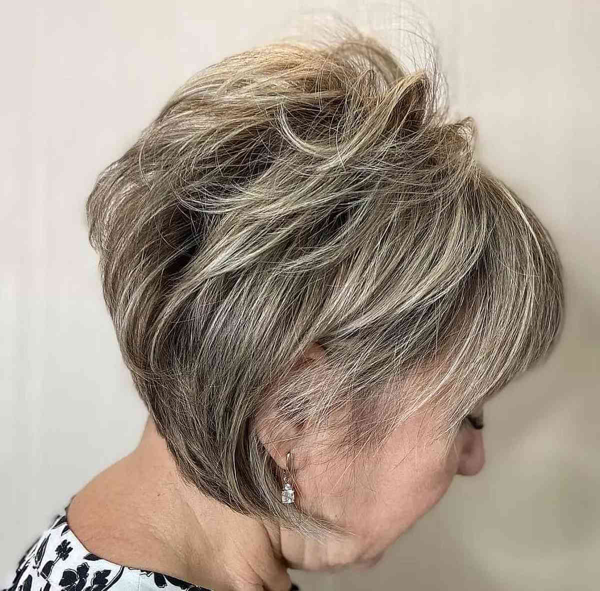 tousled pixie bob with choppy layers for ladies seventy and up