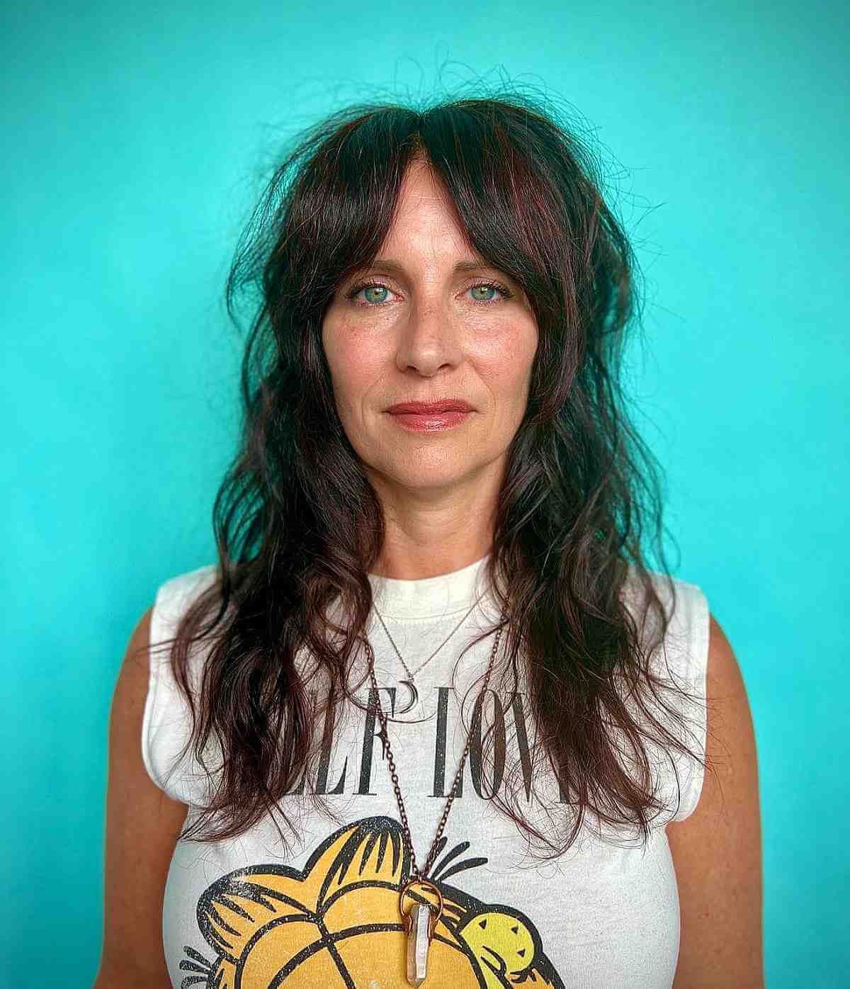 tousled shaggy waves with a curtain fringe for old ladies