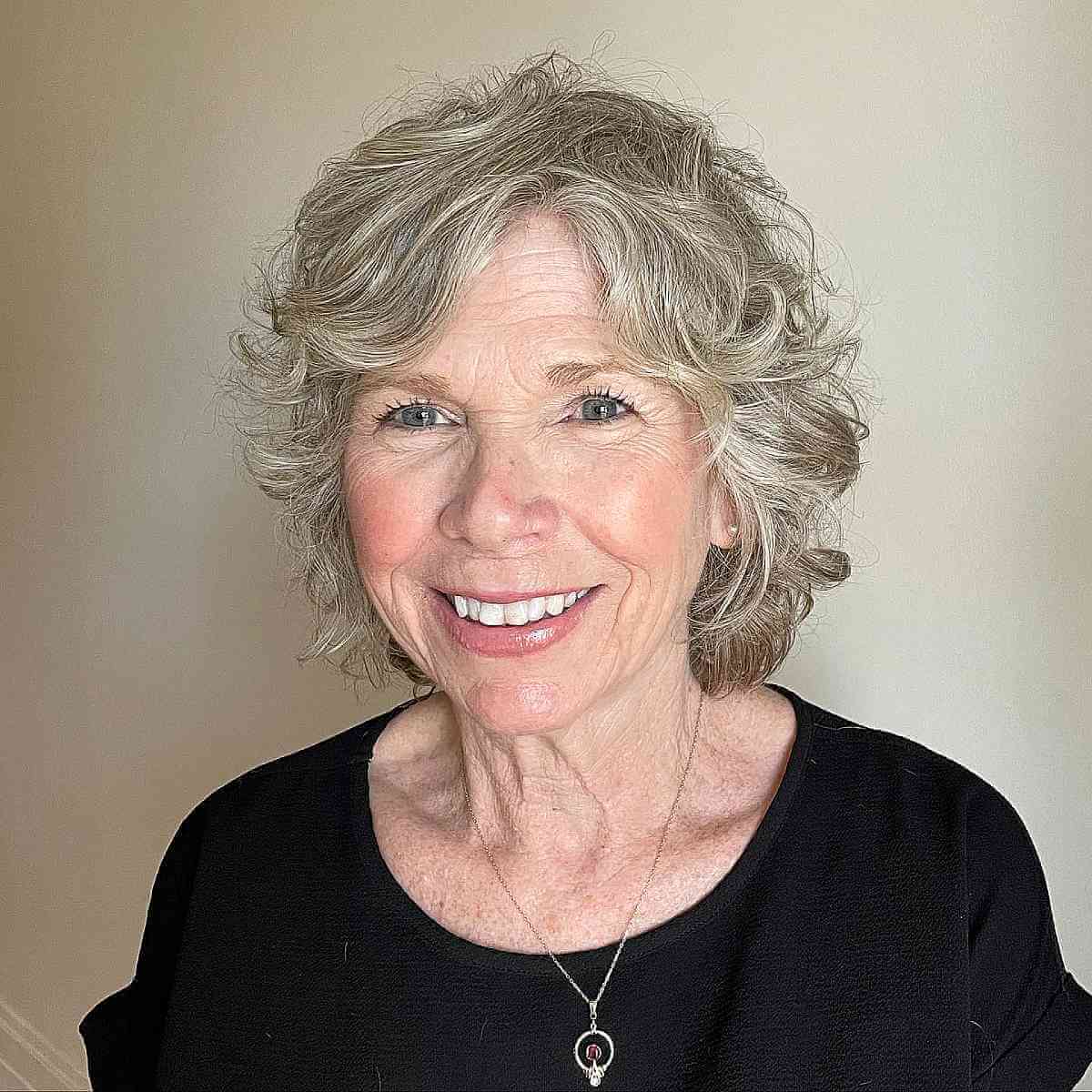 tousled short shaggy cut for ladies 70 and over