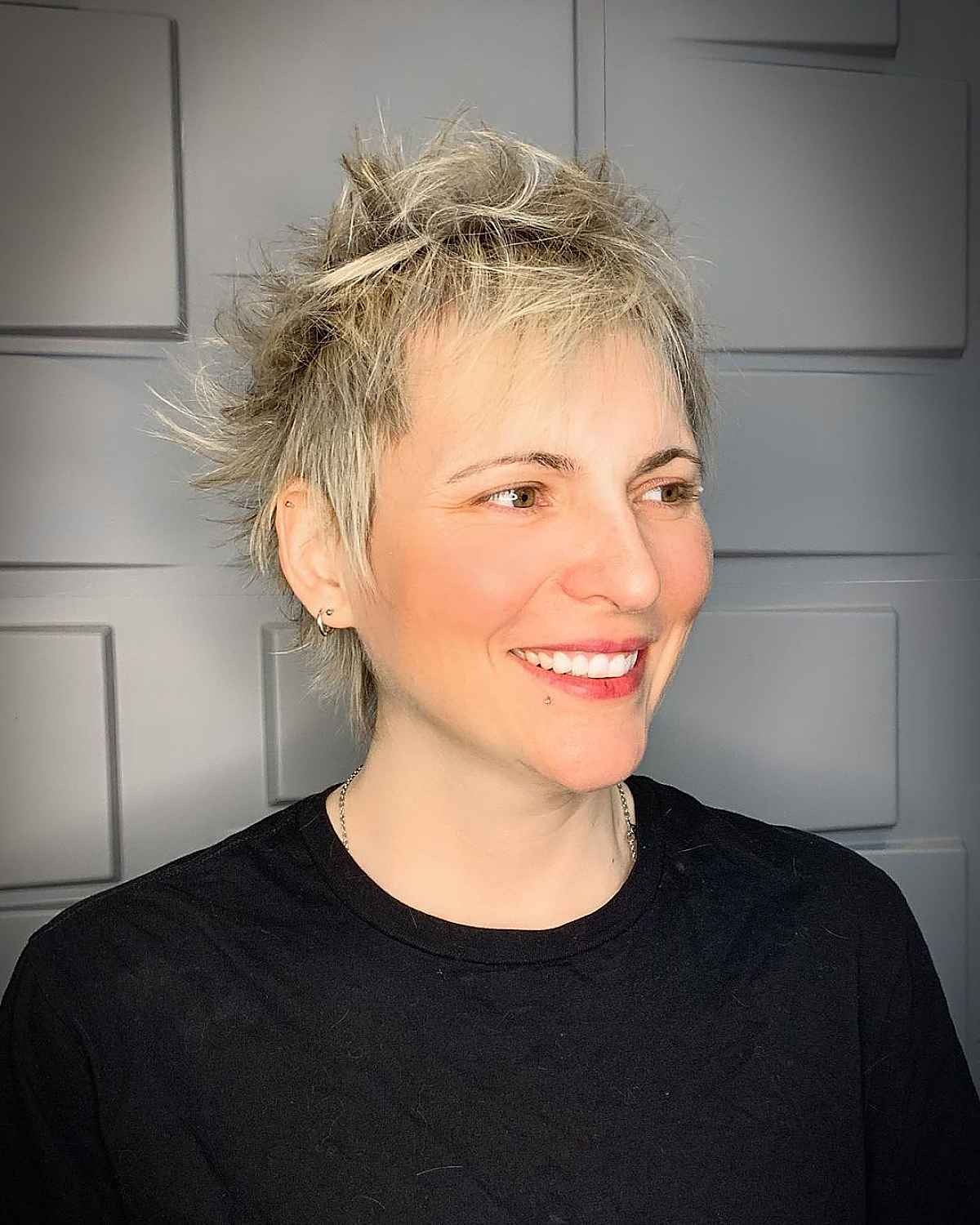 tousled spiky pixie on 40 year old women