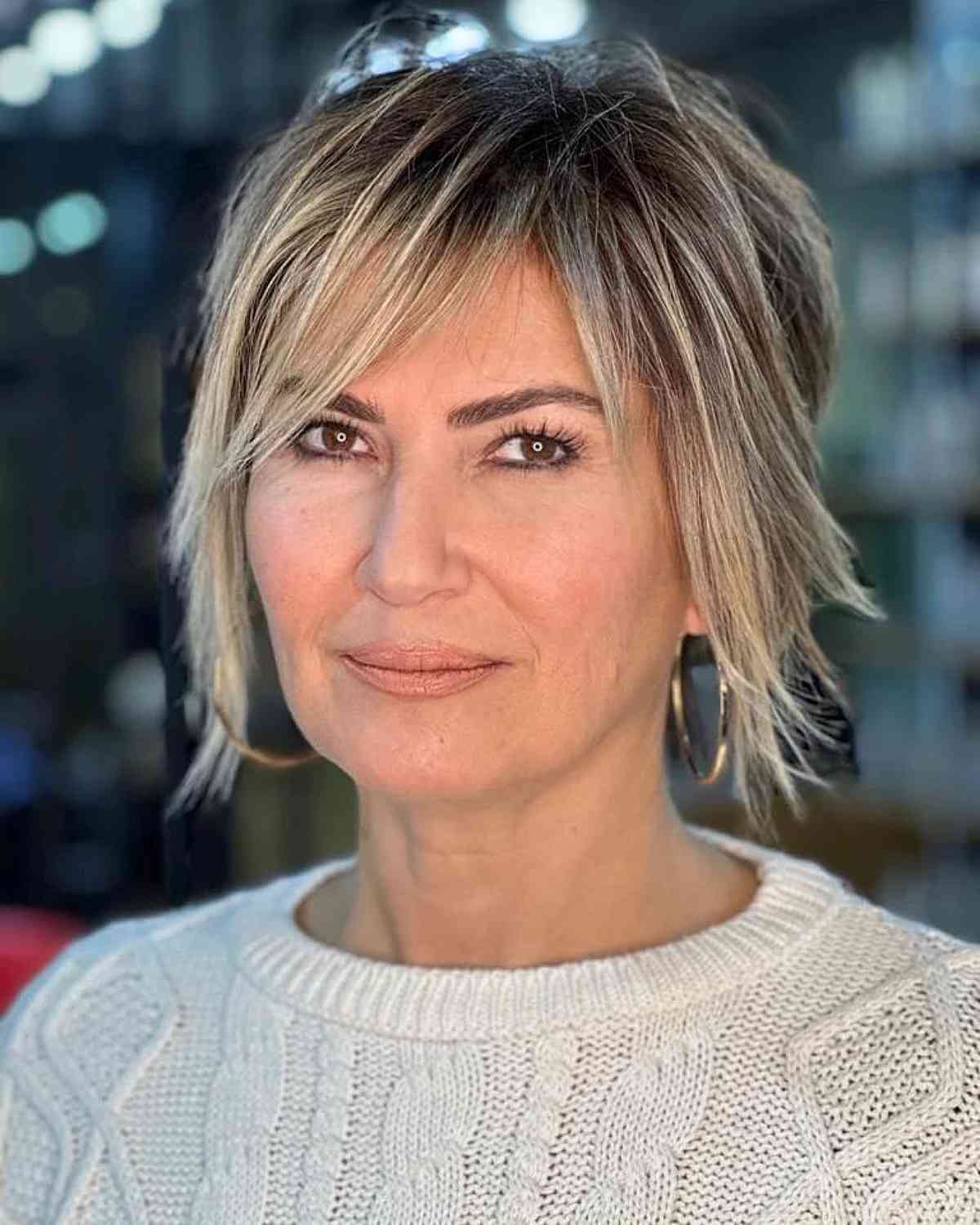 very choppy short shag for ladies over 50 with fine hair