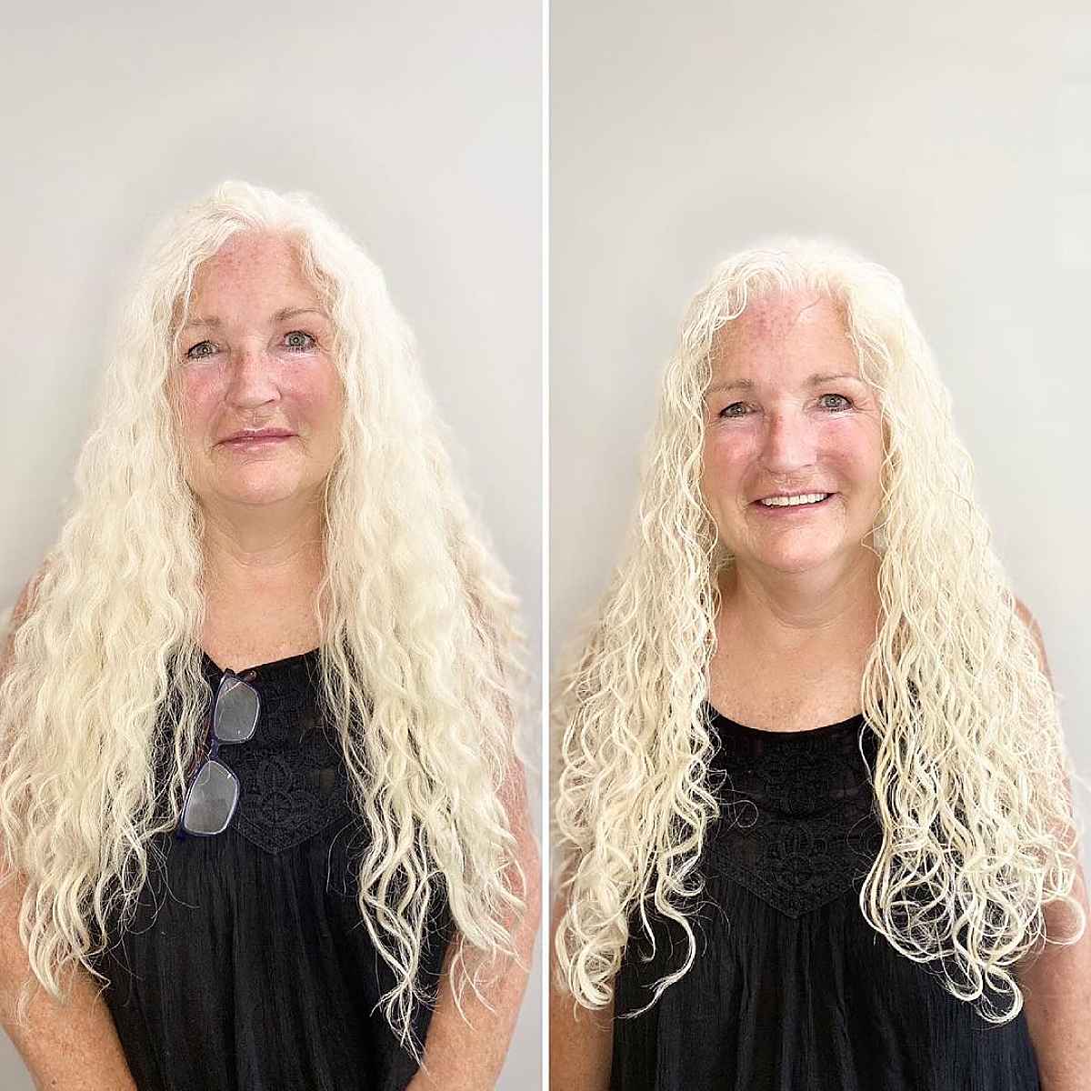 very long curly hair for a woman over 60