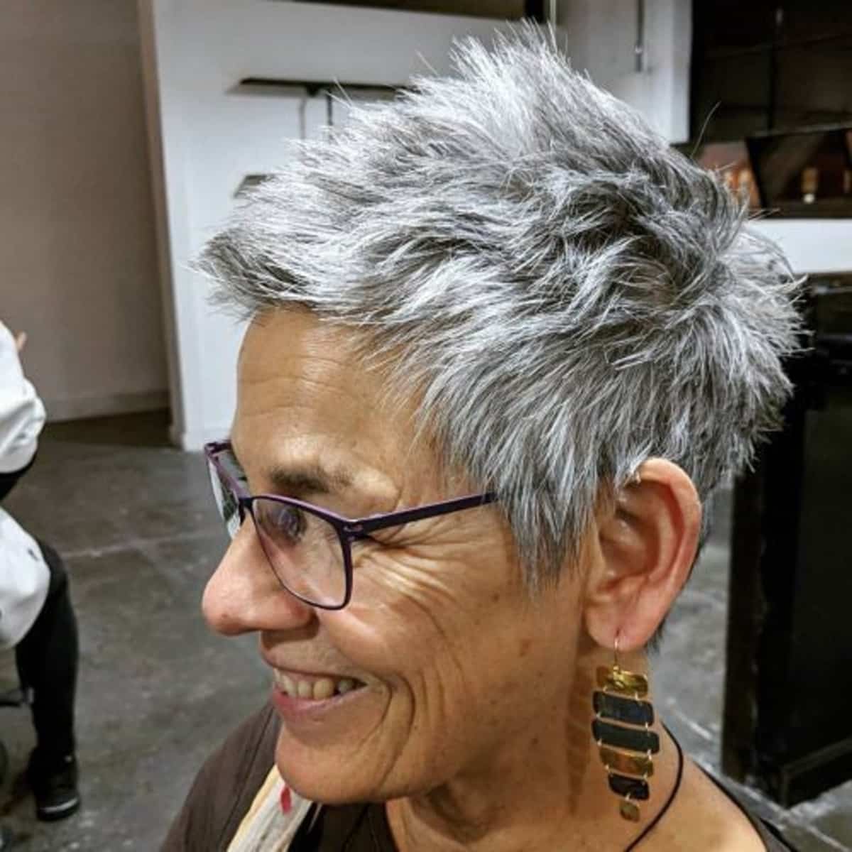 very short spiky pixie for 60 women