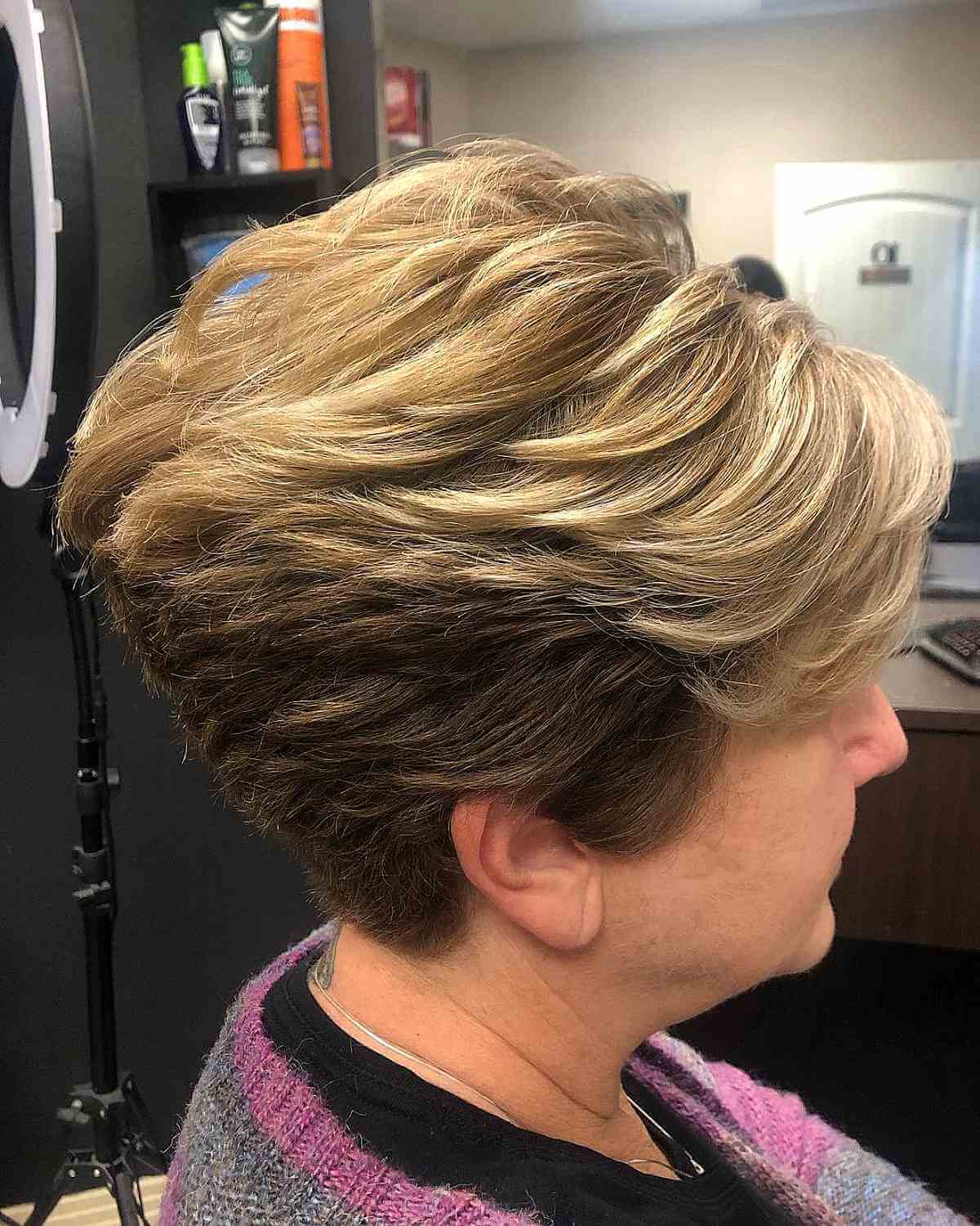 wash and go long wedge pixie cut for women seventy and over