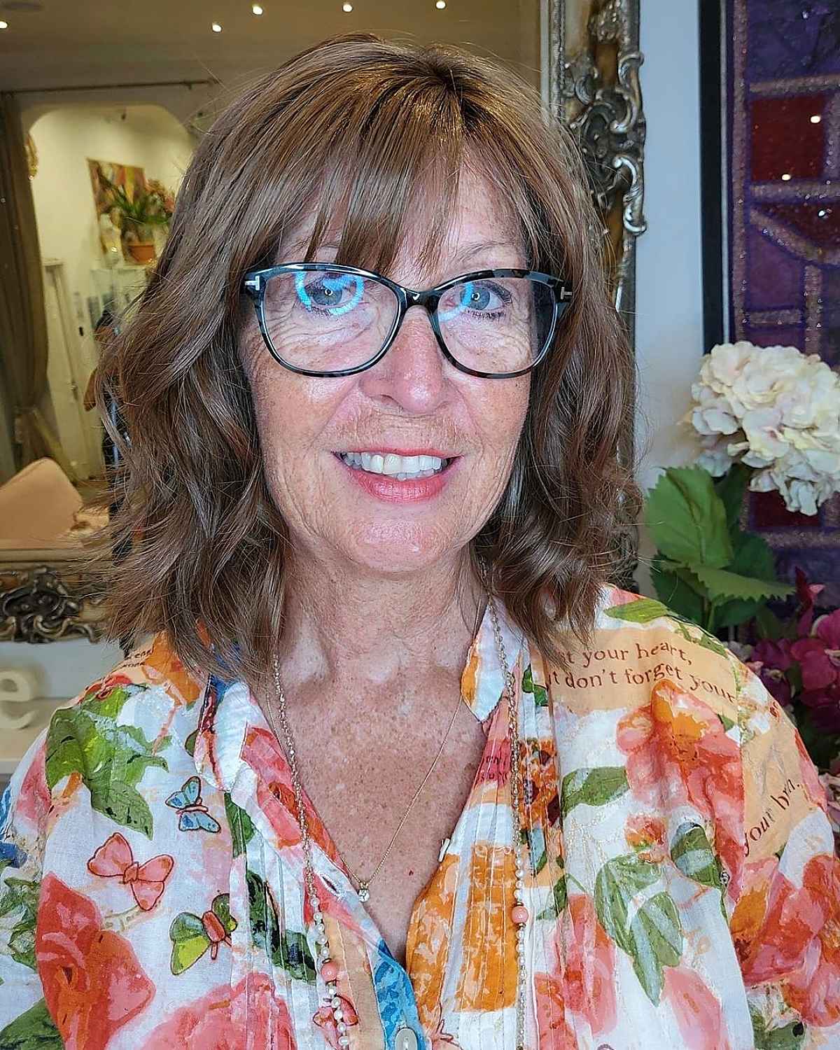 wash and wear wavy long bob for ladies past 60 years old