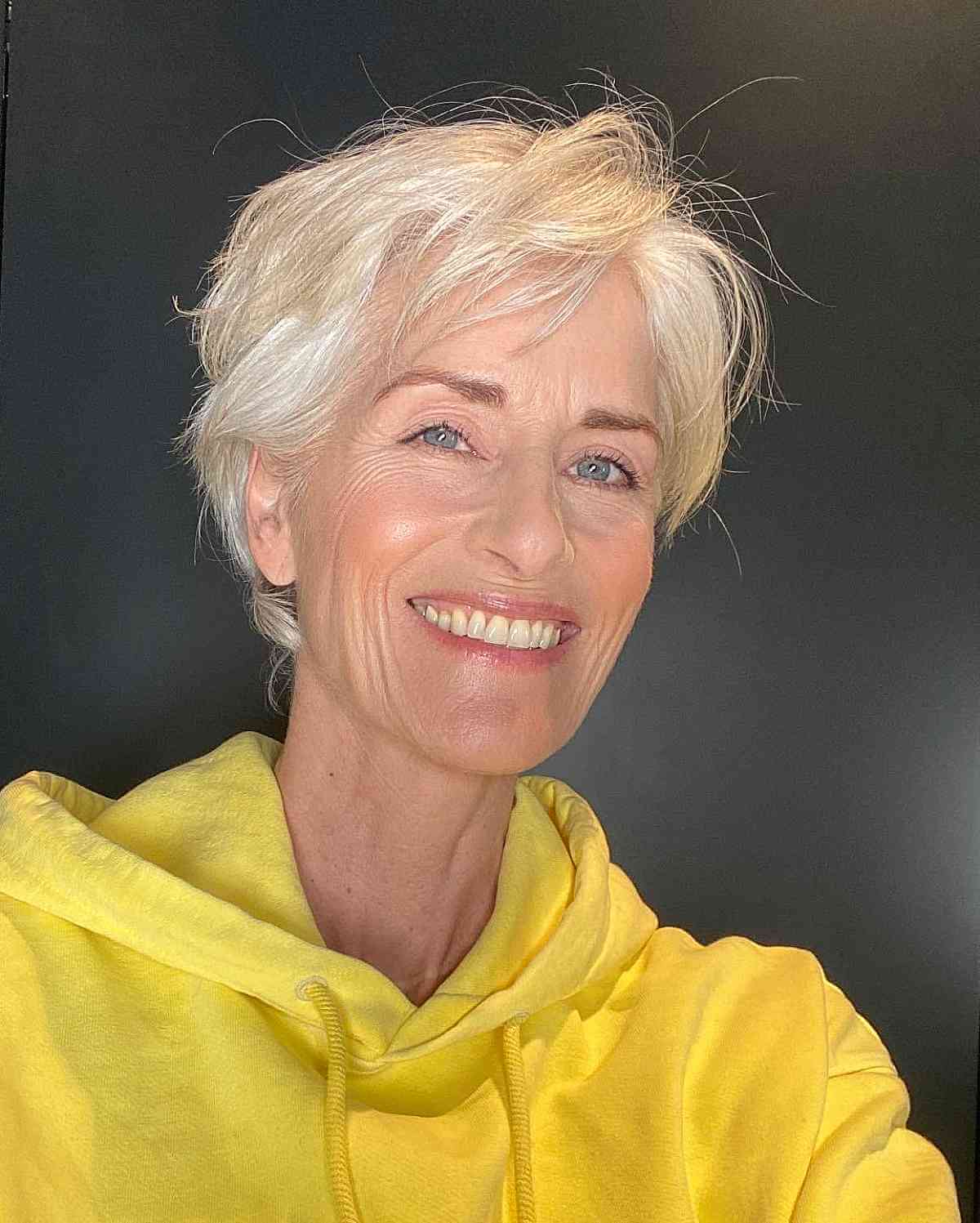 wash and wear wavy pixie for 60 year olds