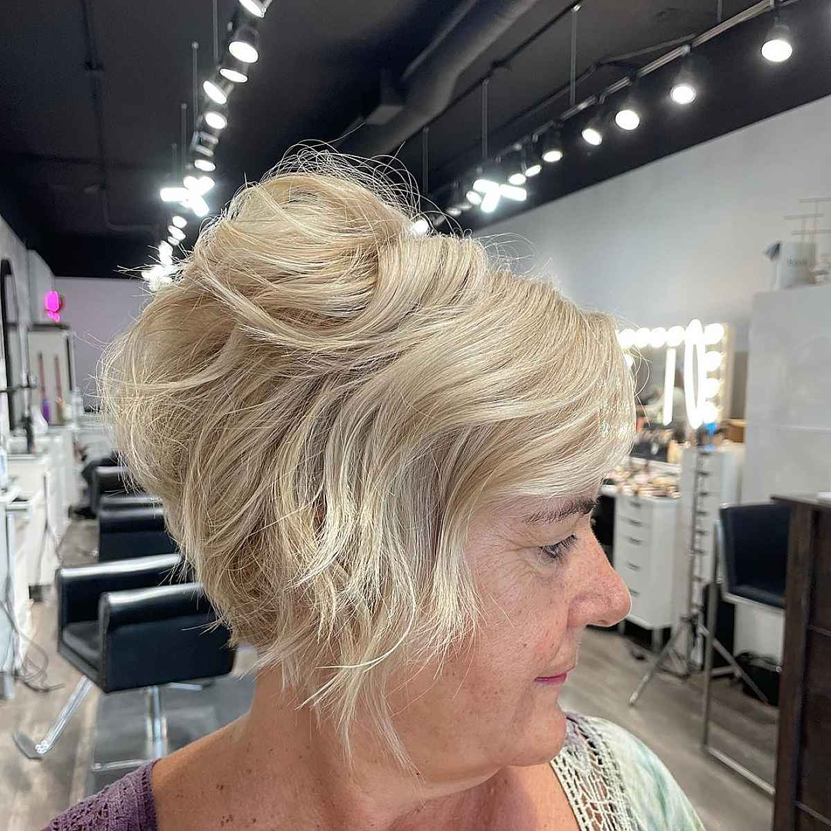 wavy inverted bob with a side fringe
