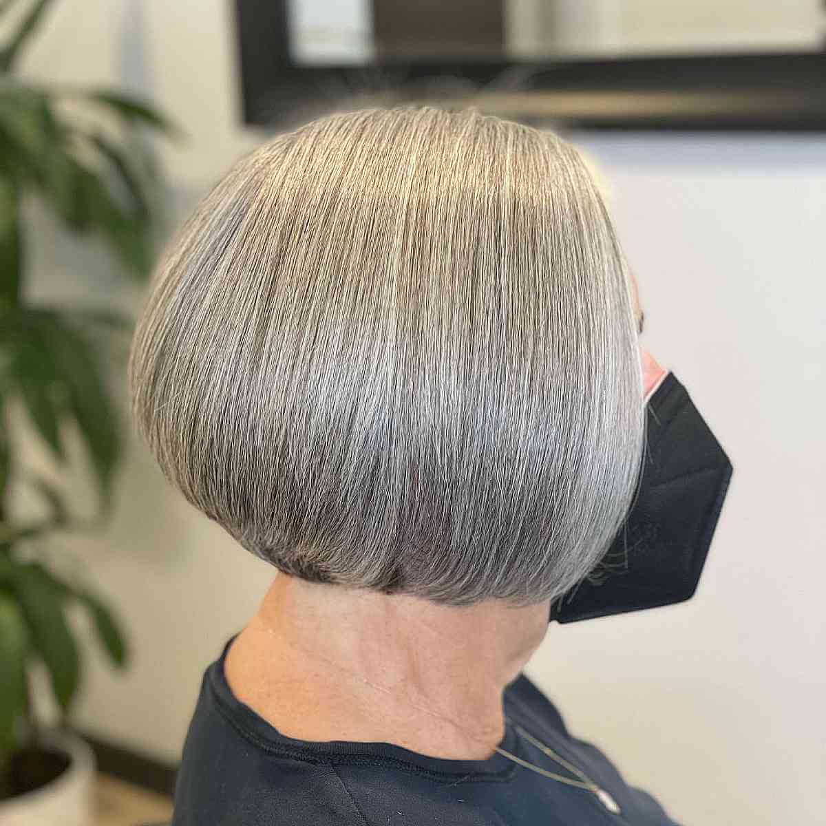 wedge bob cut on straight hair for women over seventy