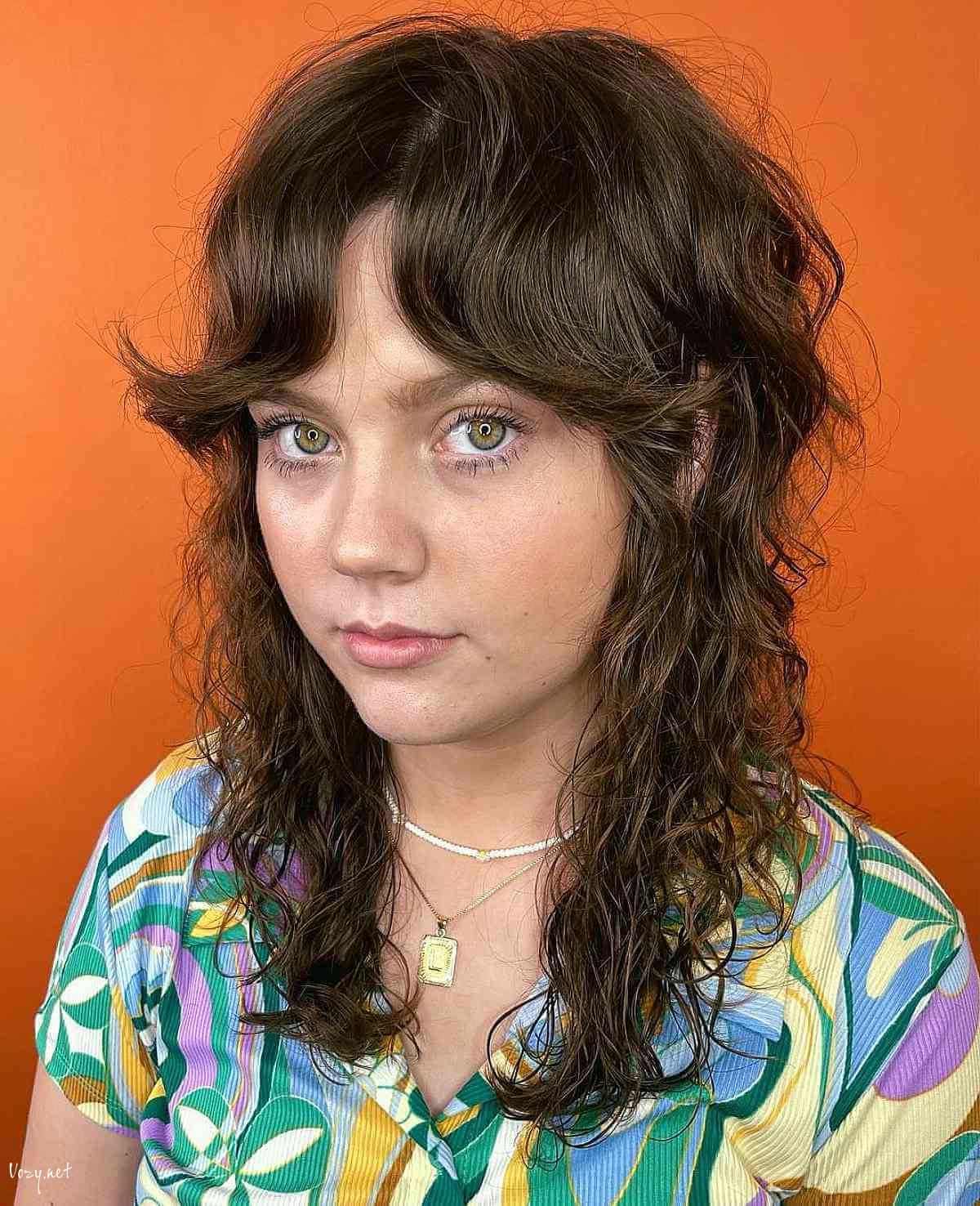winged curtain bangs on shaggy fine hair