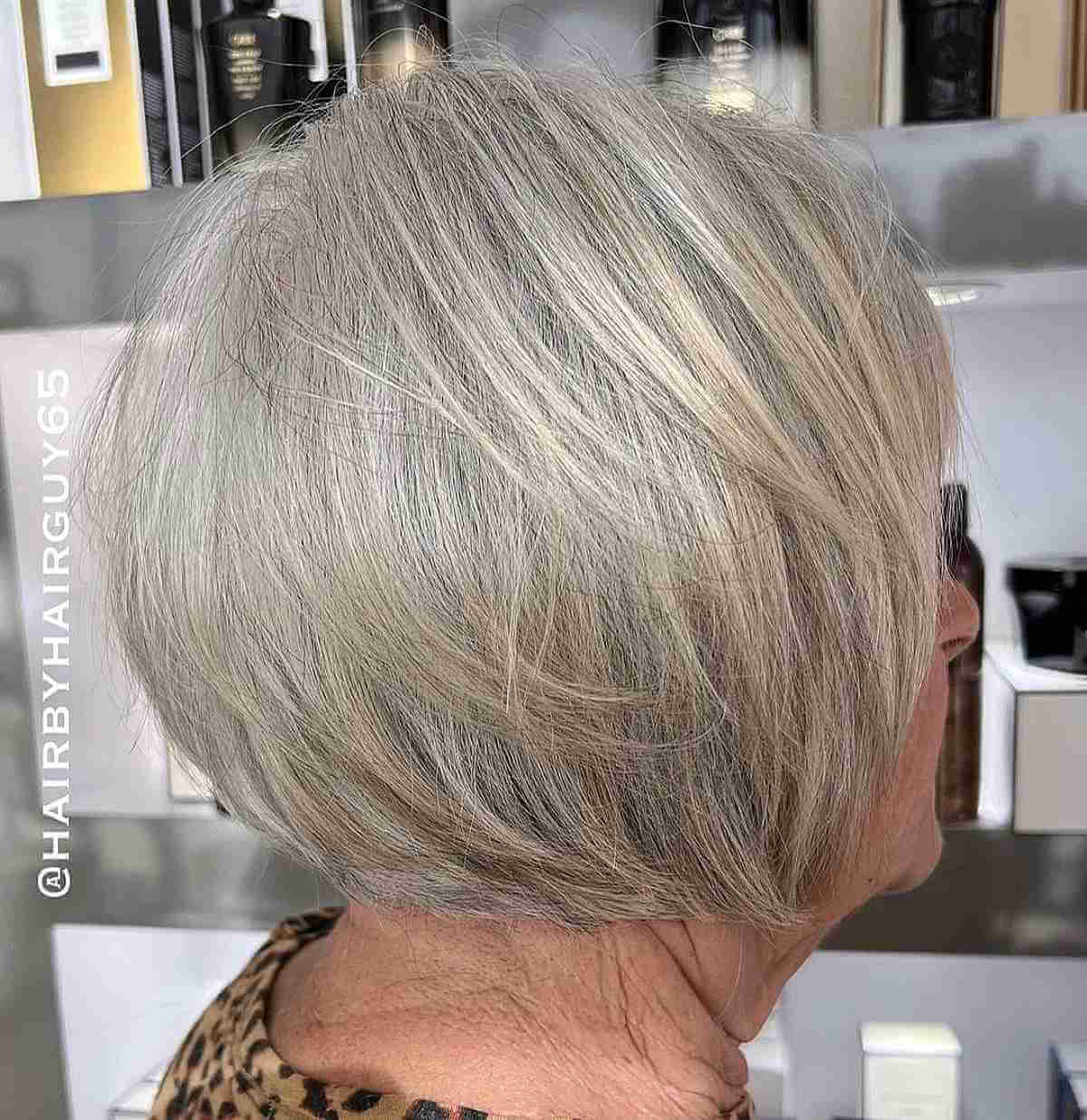 wispy bob cut with razored layers for older ladies