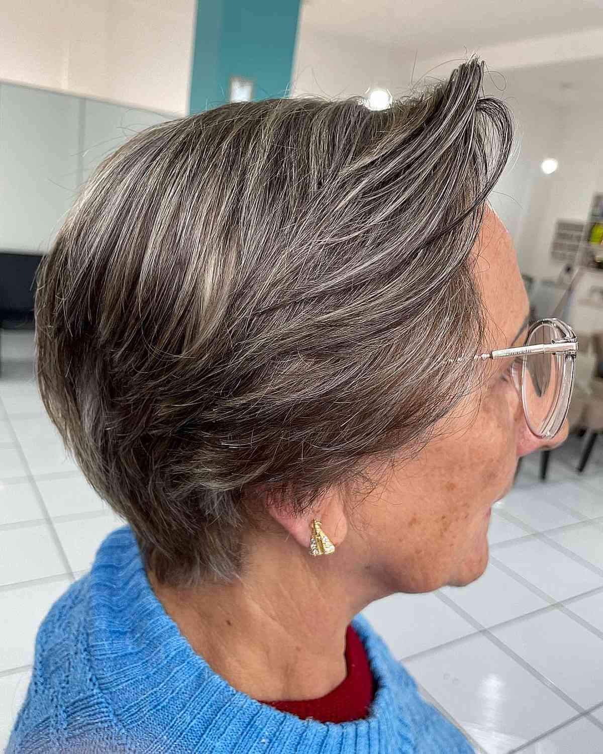 wispy pixie cut on fine hair ladies in their 60s
