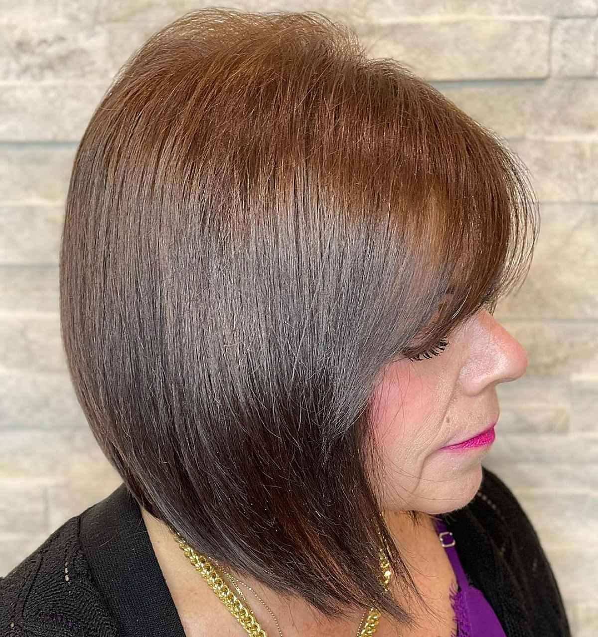 younger looking angled bob for women past sixty