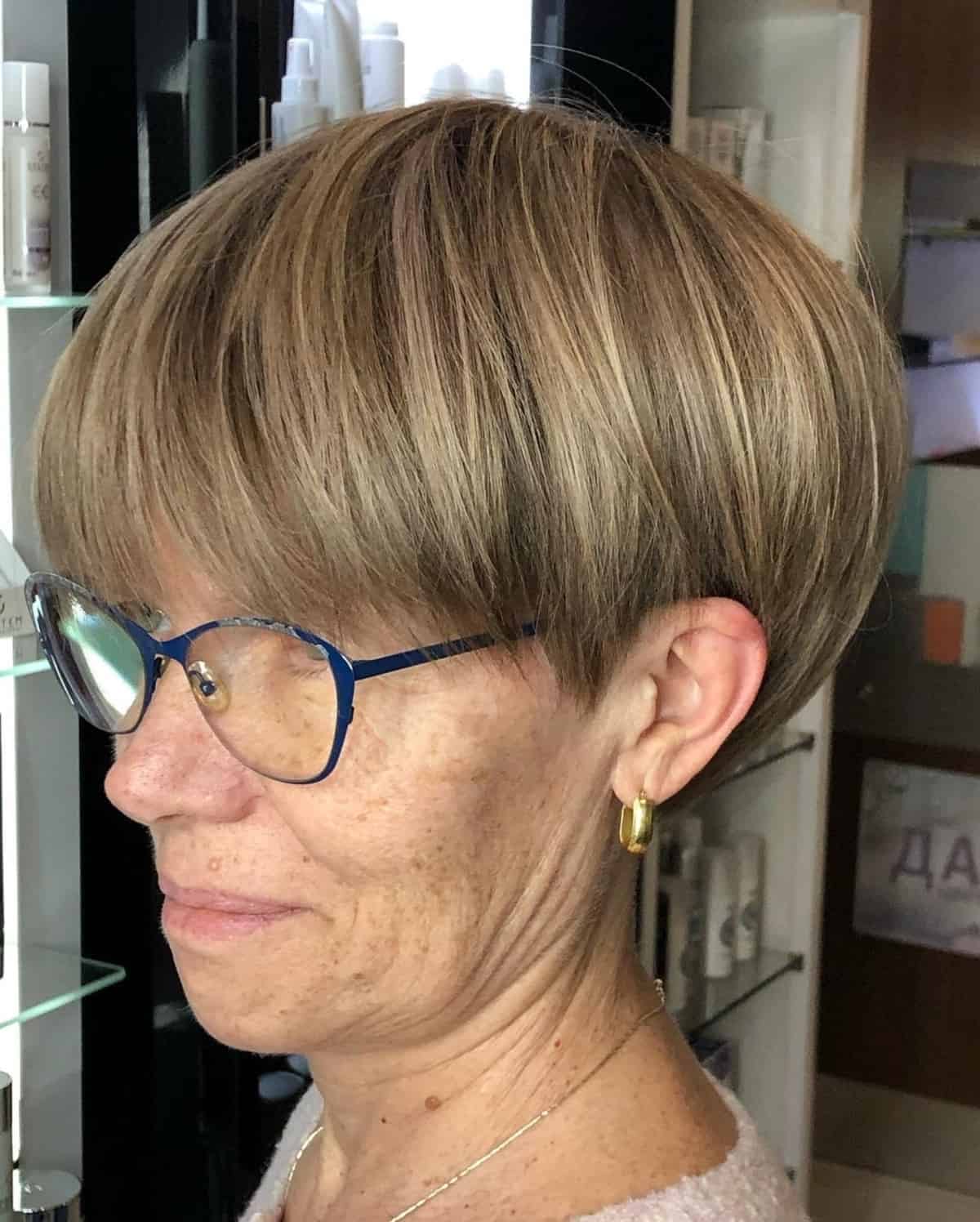 younger pixie bob for 70 year olds with glasses