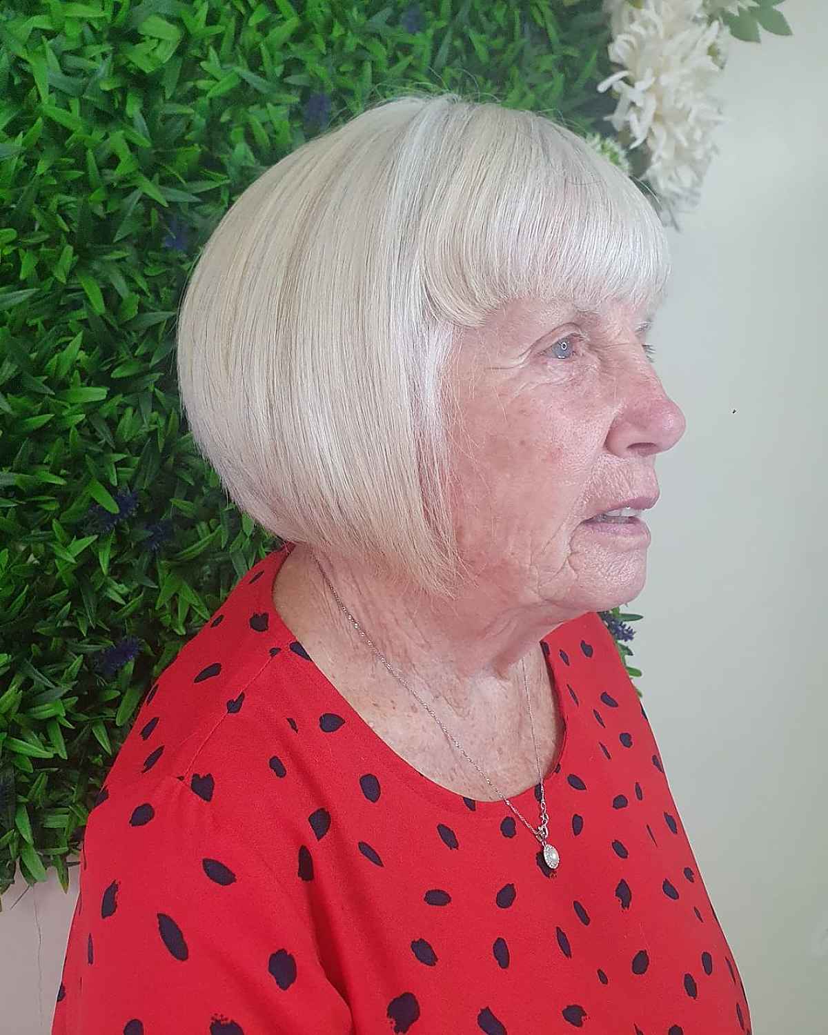 youthful angled bob for thinning hair for ladies passed 60