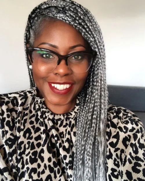 15 silver box braids on natural hair going gray