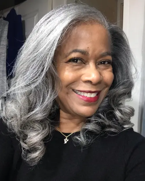 16 black woman with silver hair
