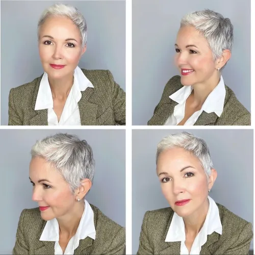 3 short gray pixie with razored edges