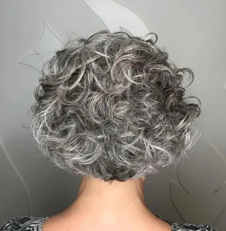 50 Short Curly Salt and Pepper Bob