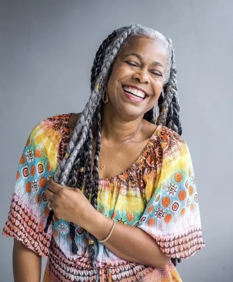 7 older black woman with long braids hairstyle