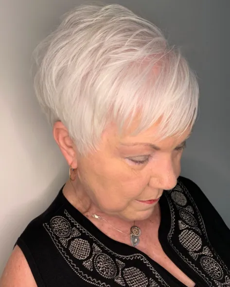 70 White Feathered Pixie for Thin Hair